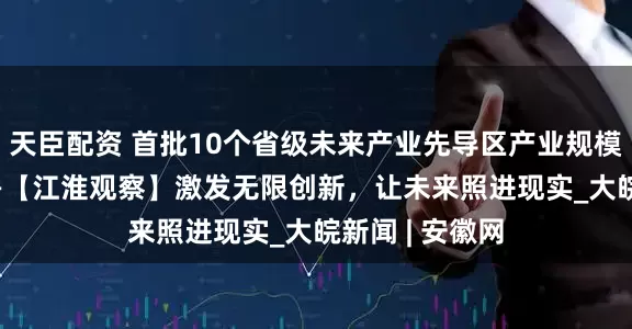 天臣配资 首批10个省级未来产业先导区产业规模达196亿元——【江淮观察】激发无限创新，让未来照进现实_大皖新闻 | 安徽网