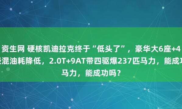 资生网 硬核凯迪拉克终于“低头了”，豪华大6座+48V轻混油耗降低，2.0T+9AT带四驱爆237匹马力，能成功吗？